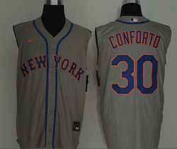 Nike New York Mets #30 Michael Conforto Gray sleeveless Game Authentic Stitched MLB Jersey