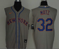 Nike New York Mets #32 Steven Matz Gray sleeveless Game Authentic Stitched MLB Jersey