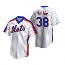 Nike New York Mets #38 Justin Wilson White Cooperstown Collection Game Authentic Stitched MLB Jersey