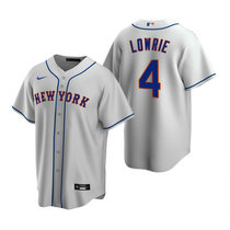 Nike New York Mets #4 Jed Lowrie Gray Game Authentic Stitched MLB Jersey