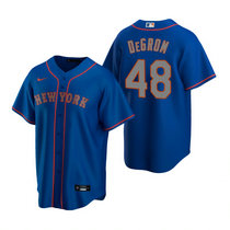 Nike New York Mets #48 Jacob DeGrom Blue Silver Number Game Authentic Stitched MLB Jersey