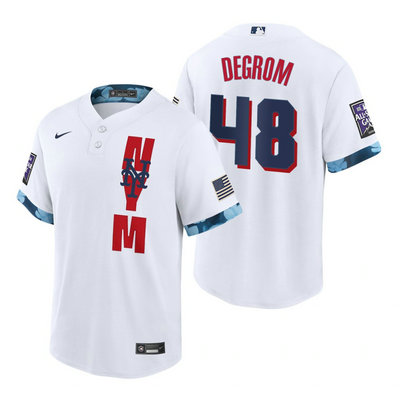 Nike New York Mets #48 Jacob deGrom 2021 All star White Game Authentic Stitched MLB Jersey