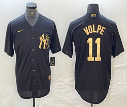 Nike New York Yankees #11 Anthony Volpe Black Gold 4(IV) Stitched MLB Jersey