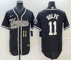 Nike New York Yankees #11 Anthony Volpe Black Joint Gold #11 on front Stitched MLB Jersey