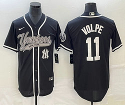 Nike New York Yankees #11 Anthony Volpe Black Joint Team Patch on front Stitched MLB Jersey