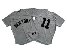 Nike New York Yankees #11 Anthony Volpe Gray no name Limited Authentic Stitched MLB Jersey