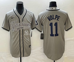 Nike New York Yankees #11 Anthony Volpe Grey Joint Team Patch on front Stitched MLB Jersey