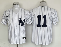 Nike New York Yankees #11 Anthony Volpe White Stripe Game Authentic Stitched MLB Jersey