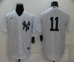 Nike New York Yankees #11 Brett Gardner White Stripe Game Authentic Stitched MLB Jersey