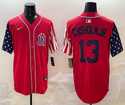 Nike New York Yankees #13 Jazz Chisholm Jr Red 1(I) flag Joint MLB Jersey