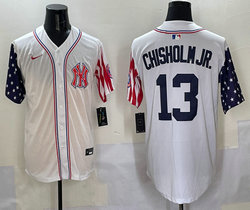 Nike New York Yankees #13 Jazz Chisholm Jr White 1(I) flag Joint MLB Jersey