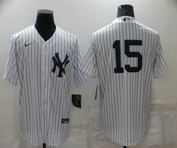 Nike New York Yankees #15 Thurman Munson White Stripe Game Authentic Stitched MLB Jersey
