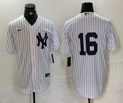 Nike New York Yankees #16 White Stripe Throwback With Name Game Stitched MLB Jersey