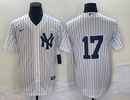 Nike New York Yankees #17 #17 Aaron Boone White Stripe Stitched MLB Jersey