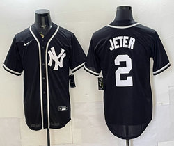 Nike New York Yankees #2 Derek Jeter 2026 Fashion Replica Black Out Jersey