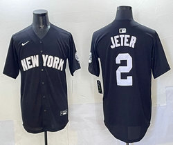Nike New York Yankees #2 Derek Jeter Black With Name Game Authentic Stitched MLB Jersey