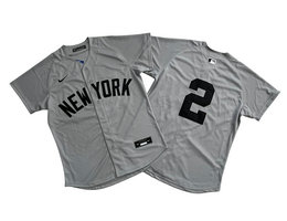 Nike New York Yankees #2 Derek Jeter Gray no name Limited Authentic Stitched MLB Jersey