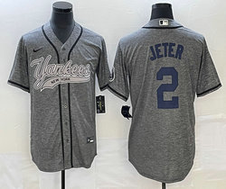 Nike New York Yankees #2 Derek Jeter Hemp grey Joint Stitched MLB Jersey