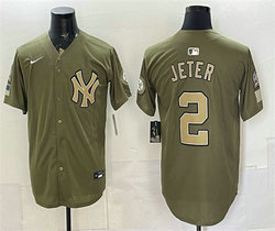 Nike New York Yankees #2 Derek Jeter Olive 2026 Armed Forces Day Jersey