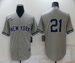 Nike New York Yankees #21 Gray Game Authentic Stitched MLB Jersey