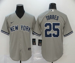 Nike New York Yankees #25 Gleyber Torres Grey Game Authentic Stitched MLB jersey