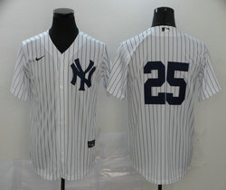 Nike New York Yankees #25 Mark Teixeira White Stripe Game Authentic Stitched MLB Jersey
