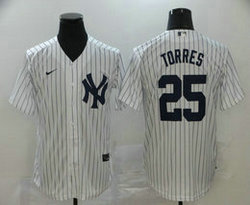 Nike New York Yankees #25 Mark Teixeira White Stripe Game With Name Authentic Stitched MLB Jersey