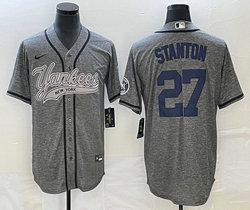 Nike New York Yankees #27 Giancarlo Stanton Hemp grey Joint Stitched MLB Jersey