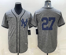 Nike New York Yankees #27 Giancarlo Stanton Hemp grey team logo front Authentic Stitched jersey