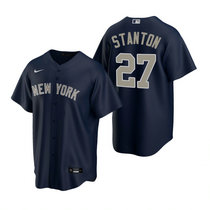 Nike New York Yankees #27 Giancarlo Stanton Navy Game Authentic Stitched MLB Jersey