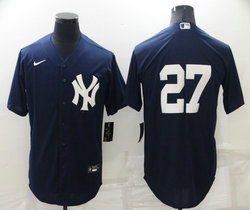 Nike New York Yankees #27 Giancarlo Stanton Navy Without Name Game Authentic Stitched MLB Jersey