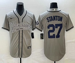Nike New York Yankees #27 Giancarlo Stanton grey Joint Stitched MLB Jersey