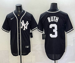 Nike New York Yankees #3 Babe Ruth 2026 Fashion Replica Black Out Jersey