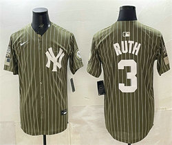 Nike New York Yankees #3 Babe Ruth Olive 2026 Armed Forces Day Salute To Service Jersey