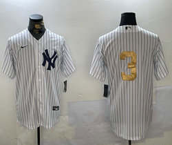 Nike New York Yankees #3 Babe Ruth White Gold number no name Stitched MLB Jersey