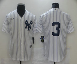 Nike New York Yankees #3 Babe Ruth White Stripe Game Authentic Stitched MLB Jersey