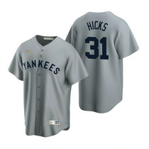 Nike New York Yankees #31 Aaron Hicks Gray Cooperstown Collection Game Authentic Stitched MLB Jersey
