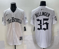 Nike New York Yankees #35 Cody Bellinger White Pinstripe Gothic Legacy Edition Vapor Premier Jersey