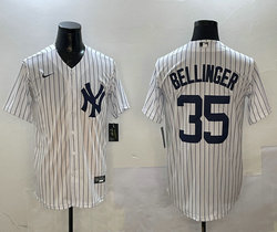 Nike New York Yankees #35 Cody Bellinger White Stripe Authentic Stitched MLB Jersey