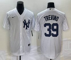 Nike New York Yankees #39 Jose Trevino White Stripe Game Authentic Stitched MLB Jersey