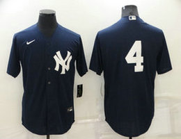 Nike New York Yankees #4 Lou Gehrig Blue Game Authentic Stitched MLB Jersey