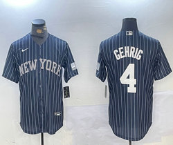 Nike New York Yankees #4 Lou Gehrig Blue Stripe Joint Stitched MLB Jersey