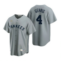 Nike New York Yankees #4 Lou Gehrig Gray Cooperstown Collection Game Authentic Stitched MLB Jersey
