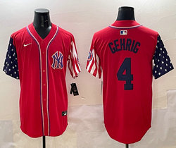 Nike New York Yankees #4 Lou Gehrig Red 1(I) flag Joint MLB Jersey