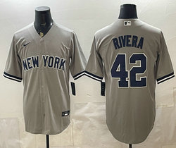 Nike New York Yankees #42 Mariano Rivera Grey Authentic Stitched MLB Jersey