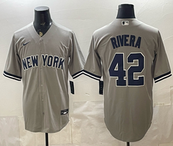 Nike New York Yankees #42 Mariano Rivera Grey Authentic Stitched MLB Jersey