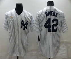 Nike New York Yankees #42 Mariano Rivera White Gold Logo Game With Name Authentic Stitched MLB Jersey
