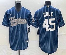 Nike New York Yankees #45 Gerrit Cole Blue Throwback Joint Stitched MLB Jersey