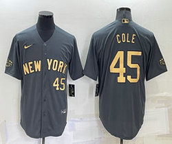 Nike New York Yankees #45 Gerrit Cole Charcoal #45 in front 2022 All Star Game Stitched MLB Jersey