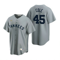Nike New York Yankees #45 Gerrit Cole Gray Cooperstown Collection Game Authentic Stitched MLB Jersey